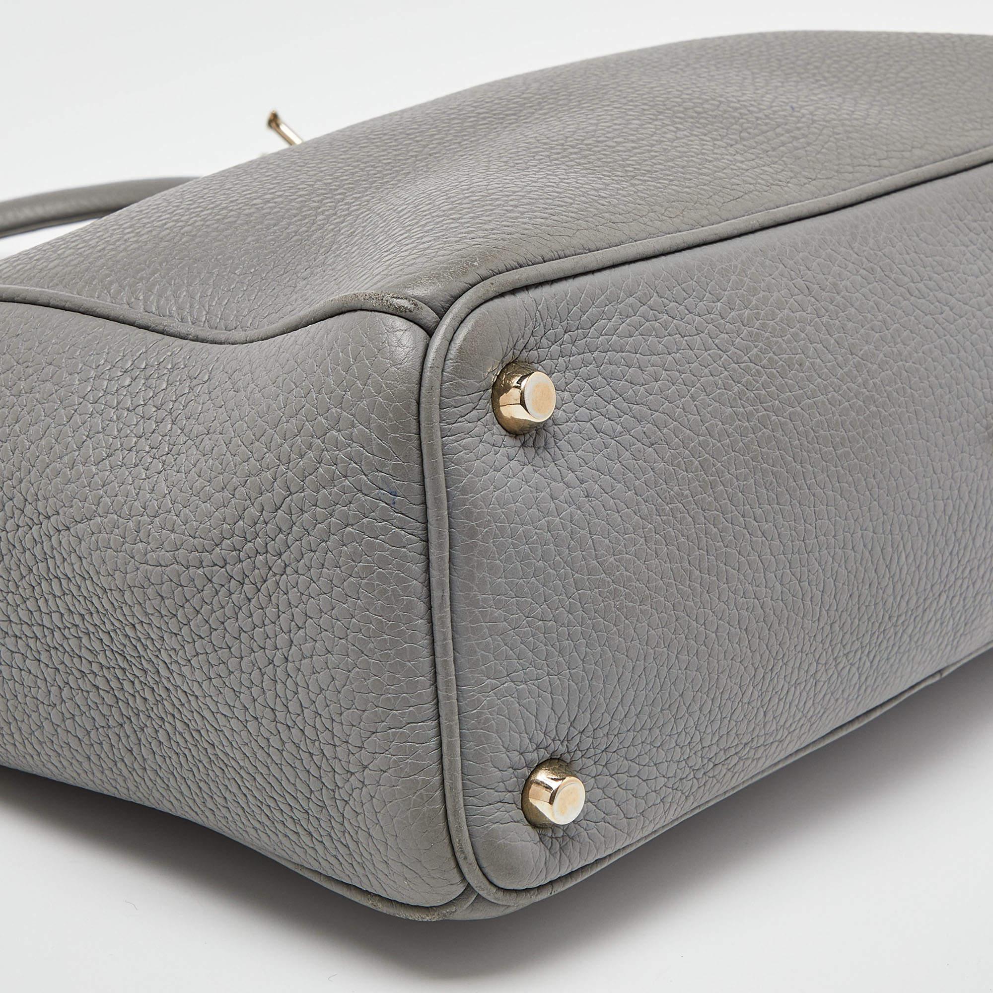Dior Grey Leather Medium Diorissimo Shopper Tote For Sale 2