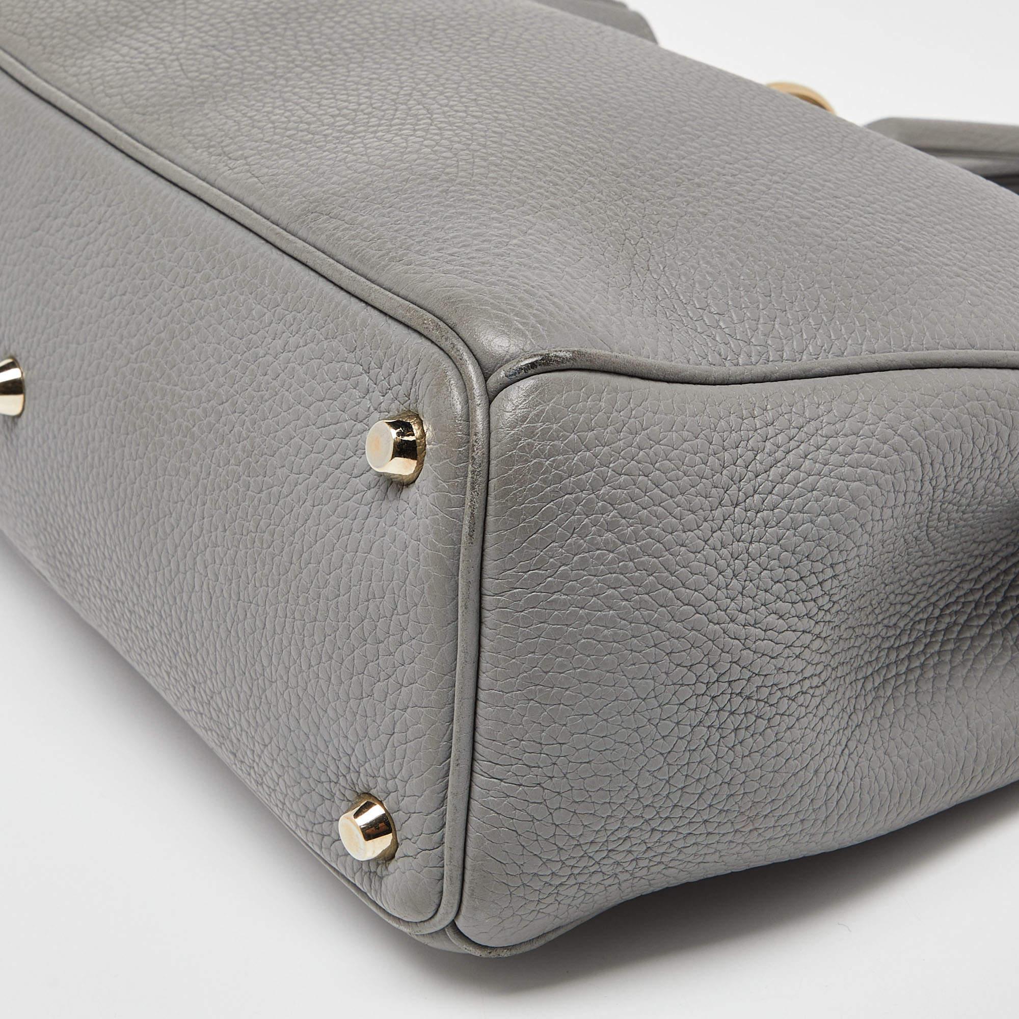 Dior Grey Leather Medium Diorissimo Shopper Tote For Sale 3