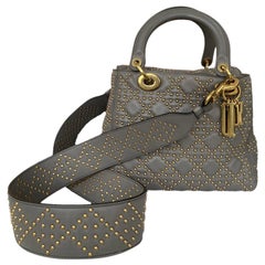 Dior grey leather Medium Lady Dior Bag
