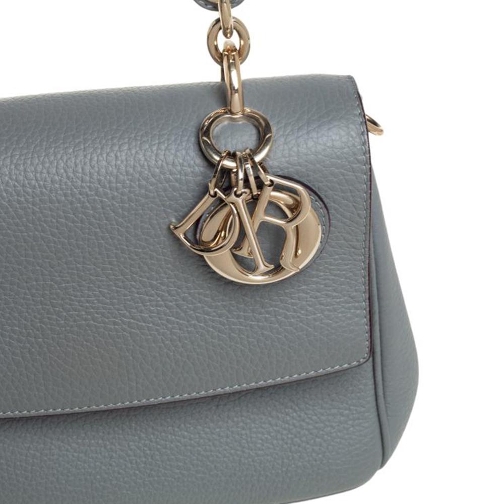 Dior Grey Leather Mini Be Dior Flap Top Handle Bag 5