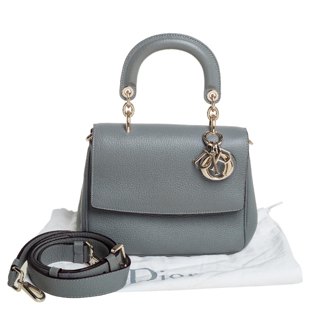 Dior Grey Leather Mini Be Dior Flap Top Handle Bag 6