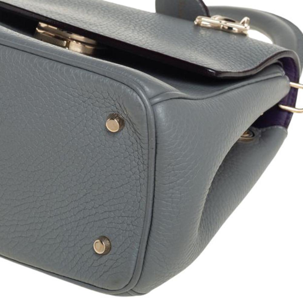 Dior Grey Leather Mini Be Dior Flap Top Handle Bag 4
