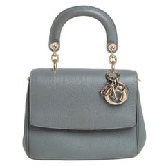 Dior Grey Leather Mini Be Dior Flap Top Handle Bag