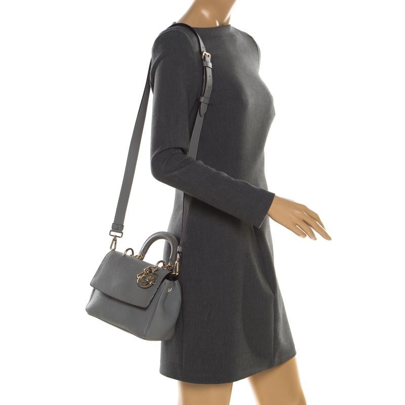 Gray Dior Grey Leather Mini Be Dior Shoulder Bag