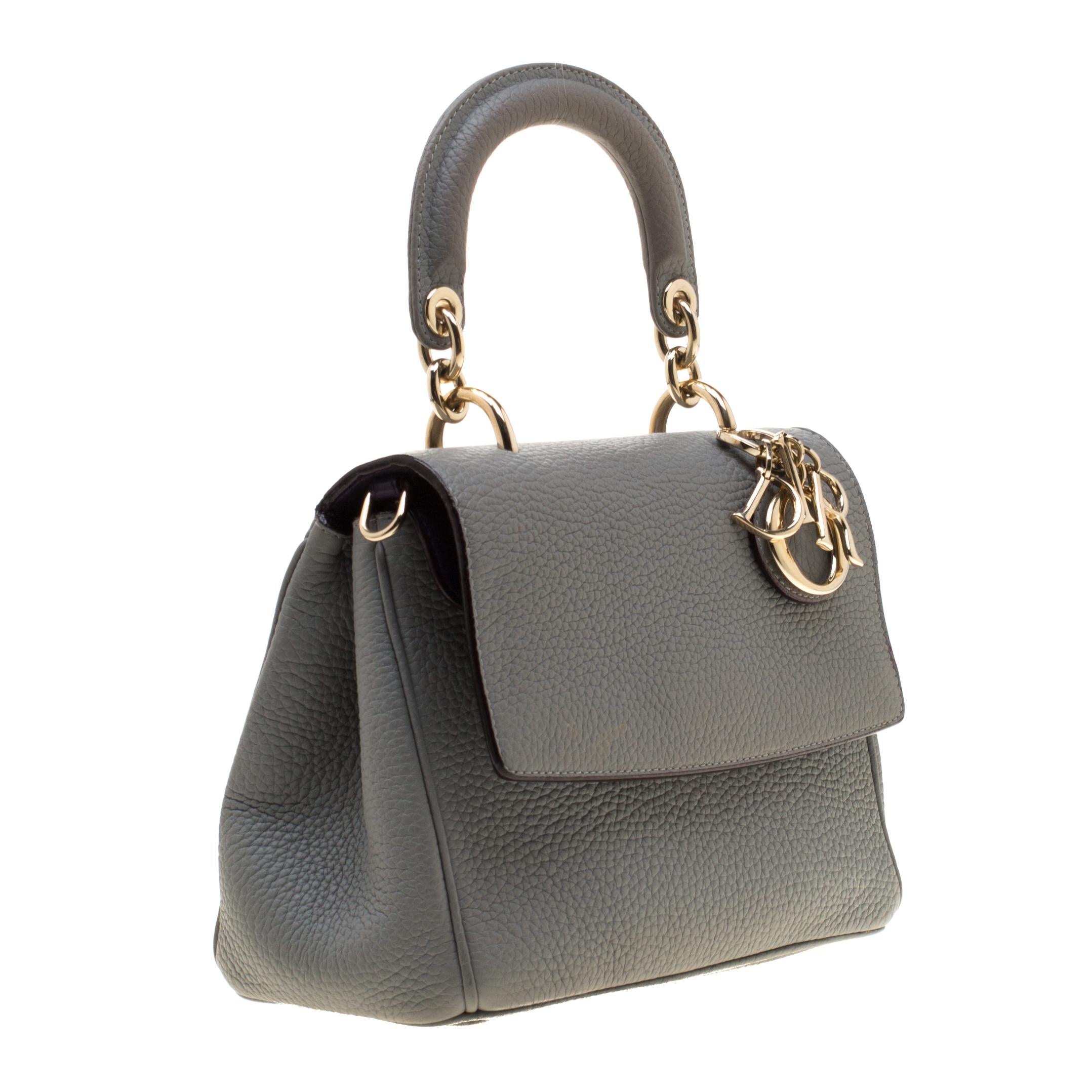 Dior Grey Leather Mini Be Dior Shoulder Bag In Good Condition In Dubai, Al Qouz 2