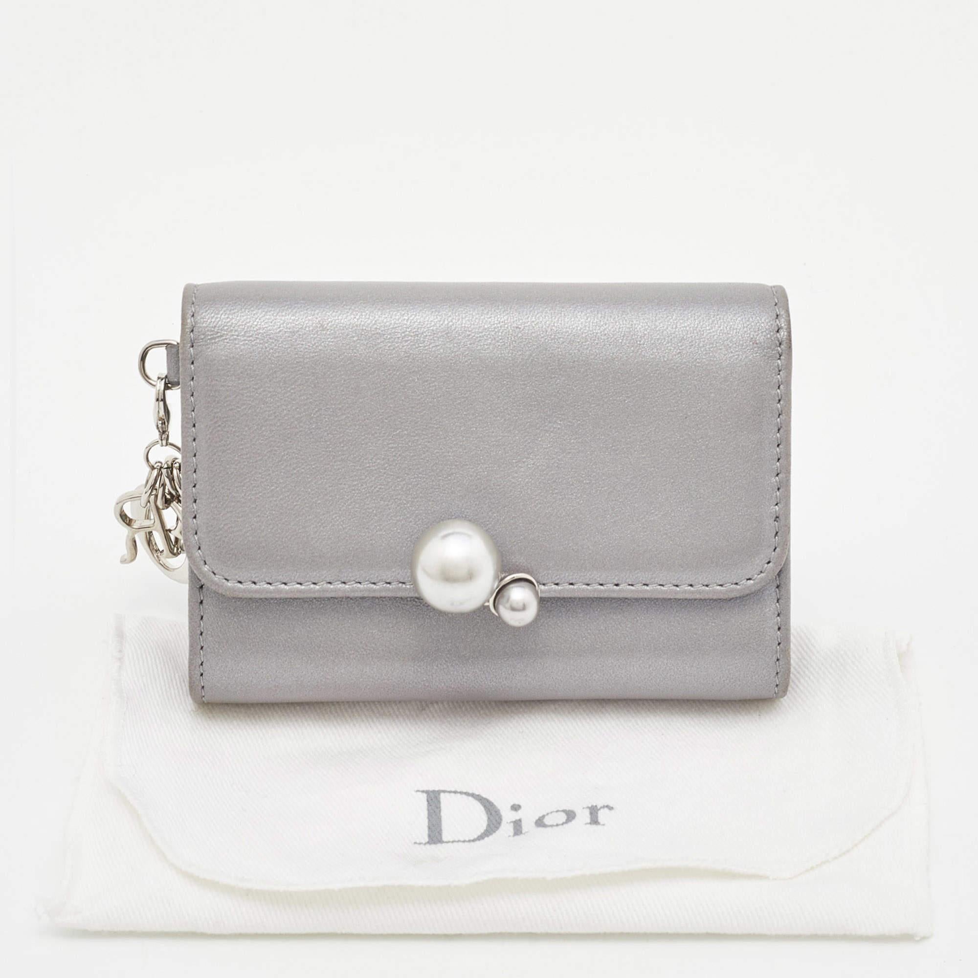 Dior Grey Leather Tribale Card Case 6