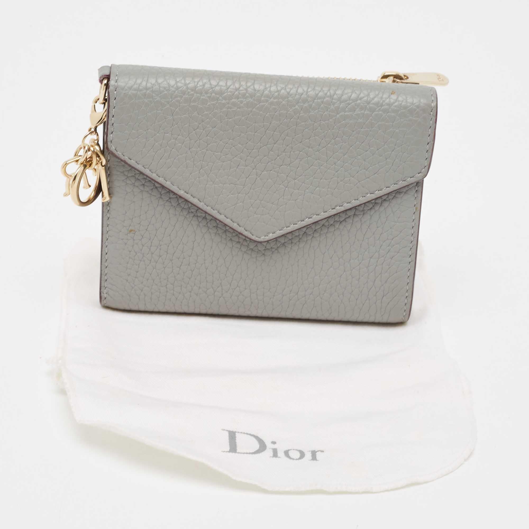 Dior Grey Leather Trifold Wallet 7