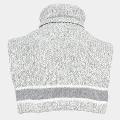 Dior Grey Logo Intarsia Rib Knit Neck Warmer One Size