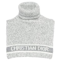 Dior, col ras du cou intarsia gris avec logo, taille unique