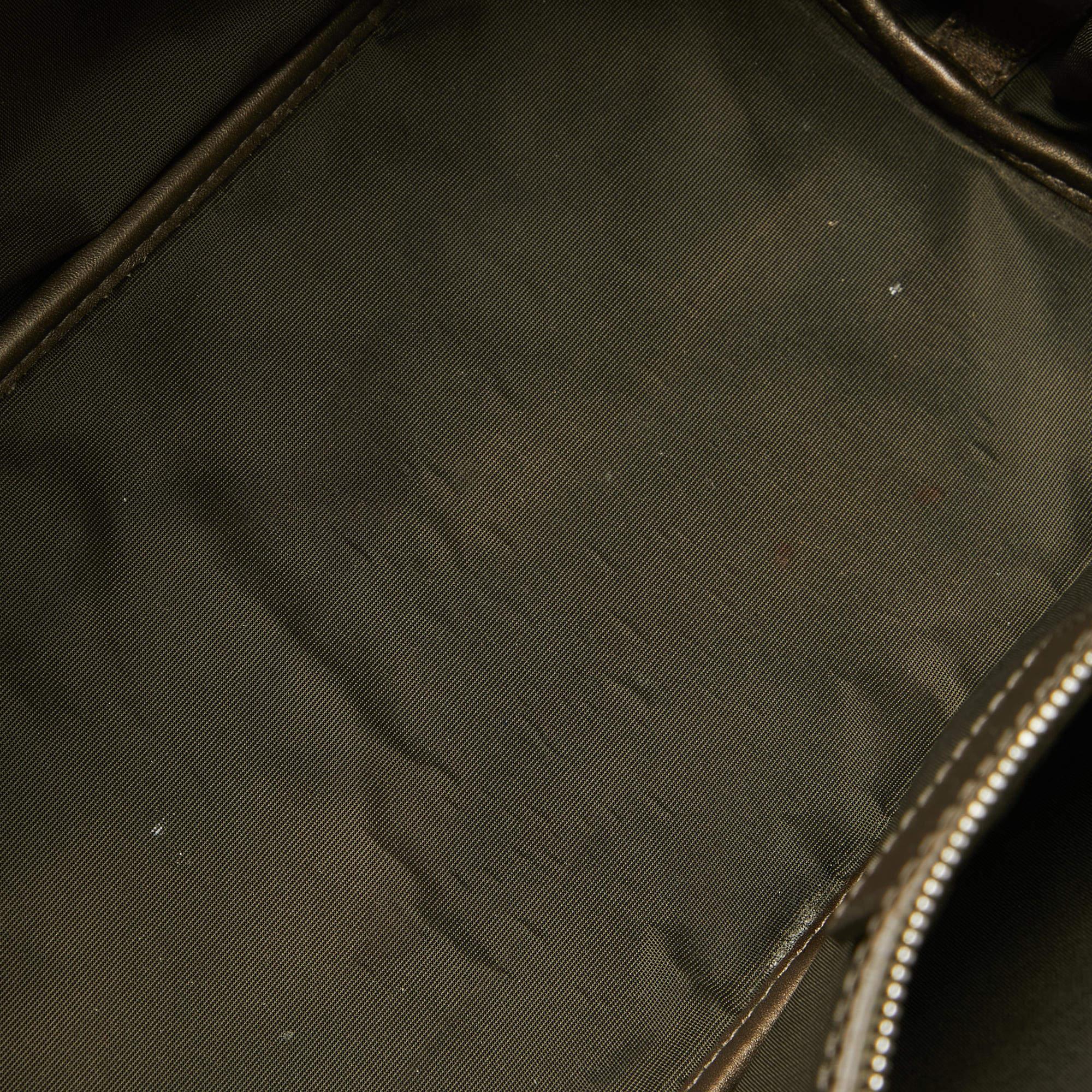 Dior Kleine Panarea-Tasche aus beschichtetem Canvas und Leder in Grau/Metallic Brown Damen im Angebot