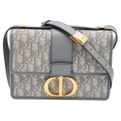 Dior Grey Oblique Canvas and Leather 30 Montaigne Shoulder Bag