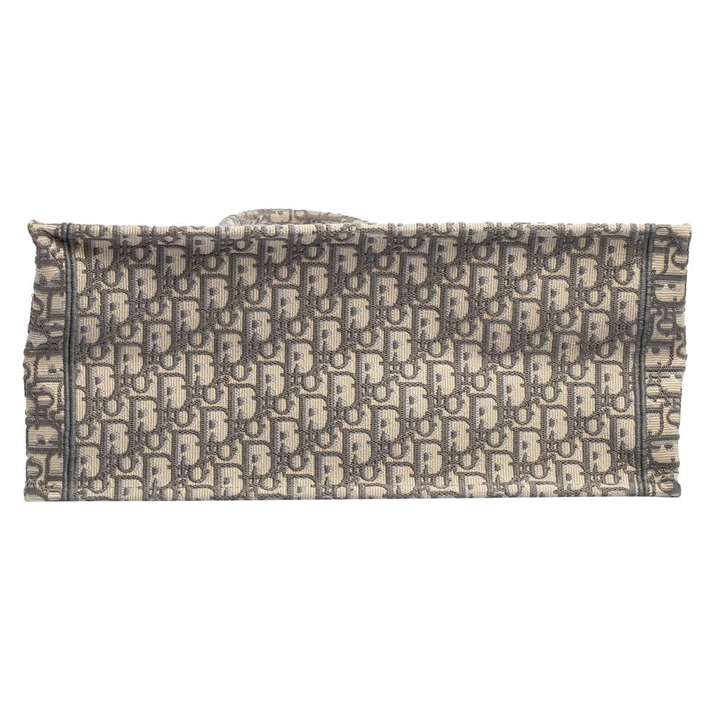 Donna Tote libro in tela grigia obliqua Dior