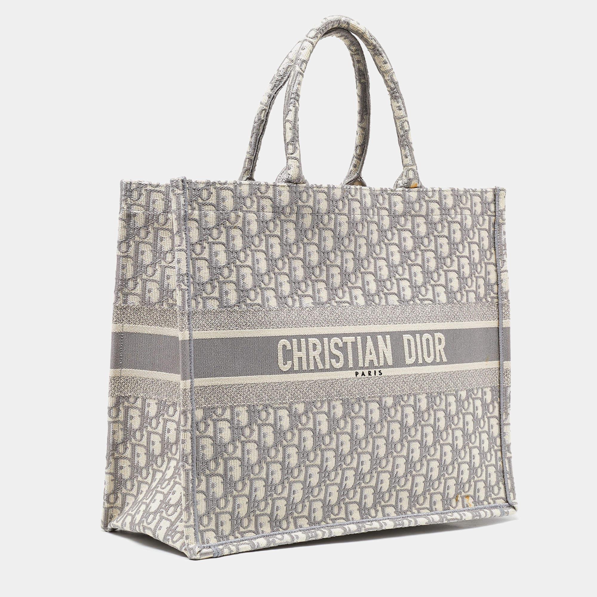 Gray Dior Grey Oblique Canvas Large Book Tote For Sale