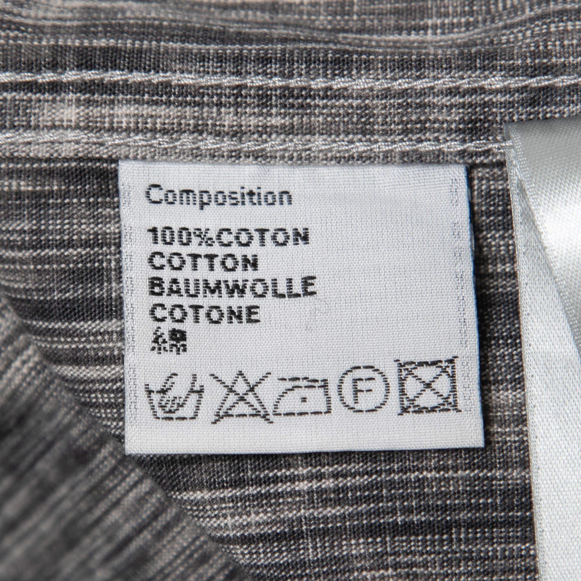  Dior - Chemise à manches complètes en coton gris oblique avec boutons à l'avant S Pour femmes 