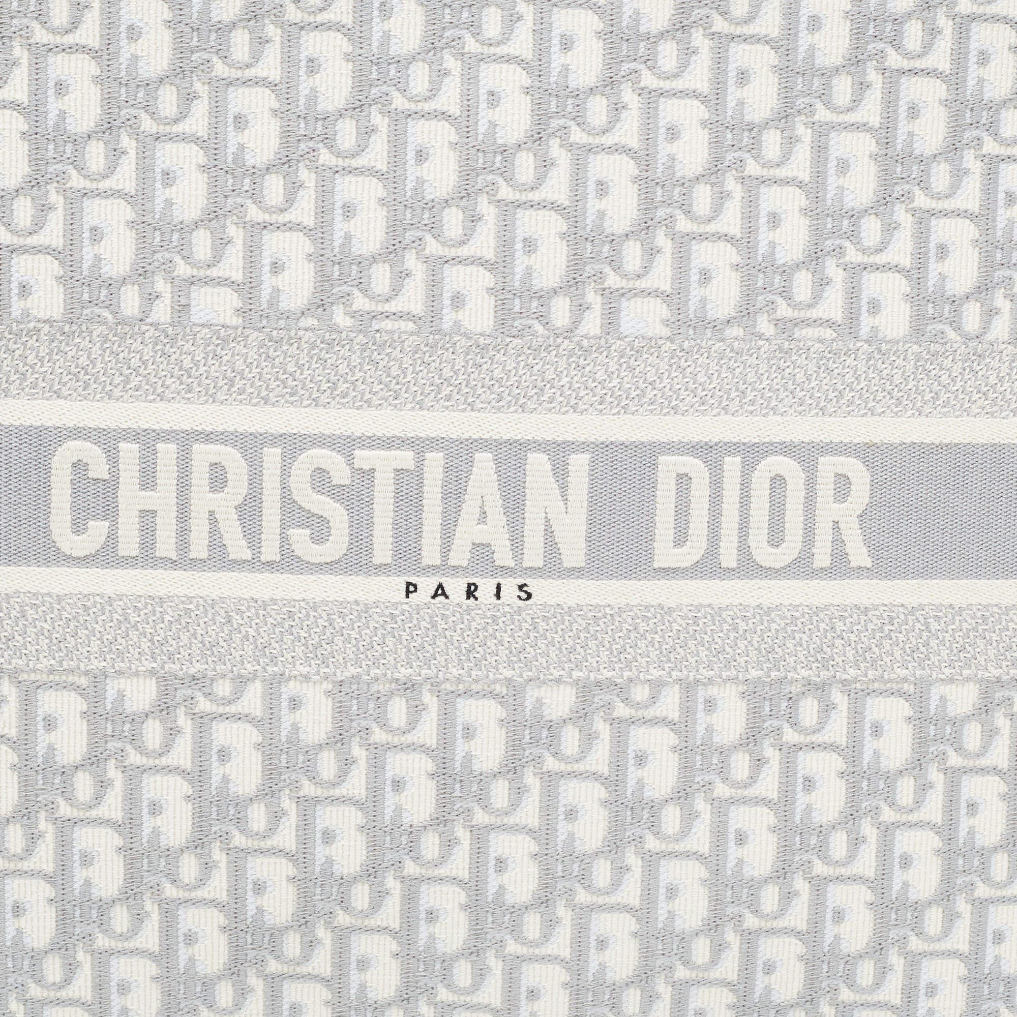 Dior Grey Oblique Embroidered Canvas Large Book Tote 7