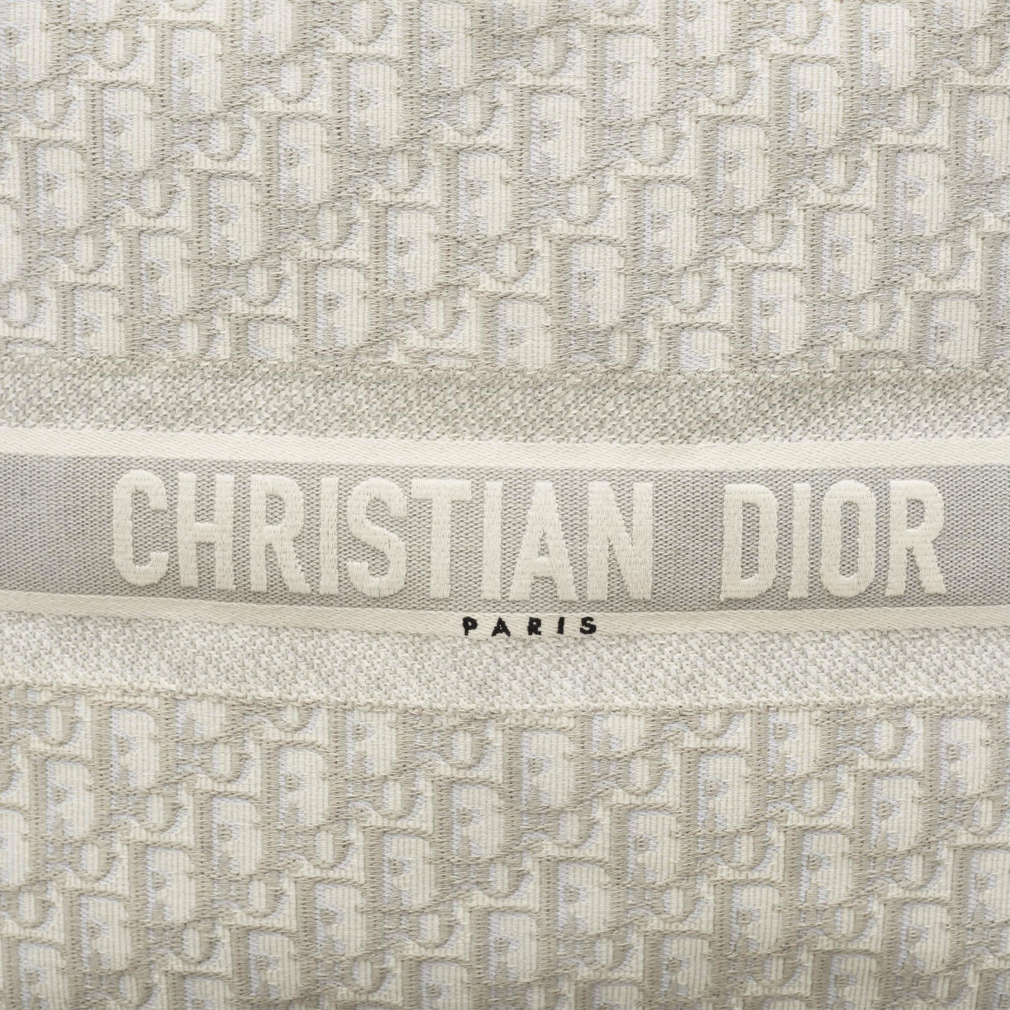 Dior Grey Oblique Embroidered Canvas Large Book Tote 1