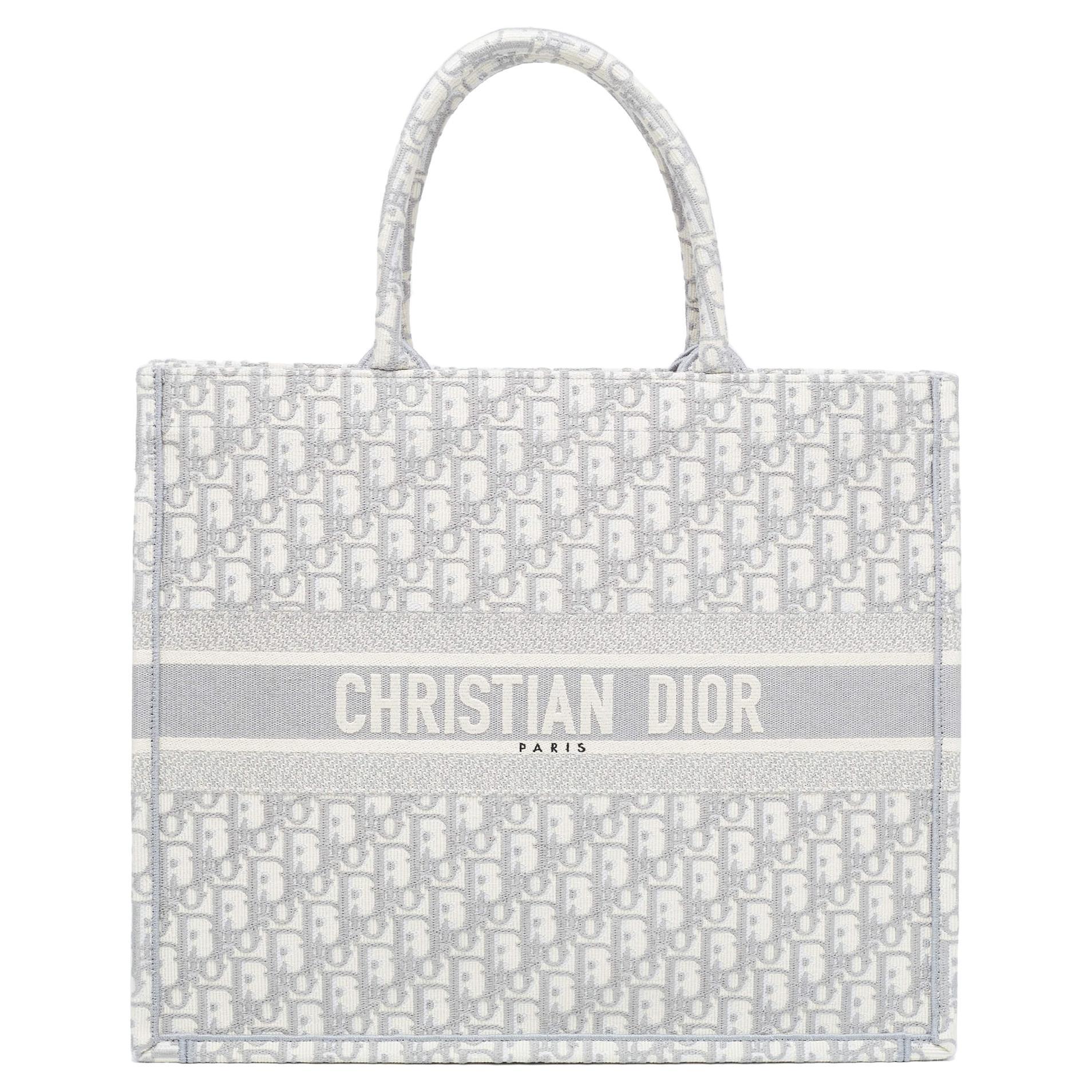 Dior Grey Oblique Embroidered Canvas Large Book Tote