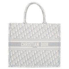 Dior Grey Oblique Embroidered Canvas Large Book Tote