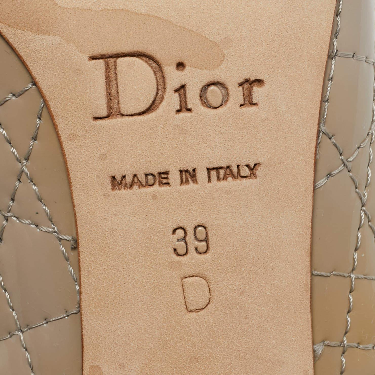 Dior Grey Patent Bow Peep Toe Pumps Size 39 2
