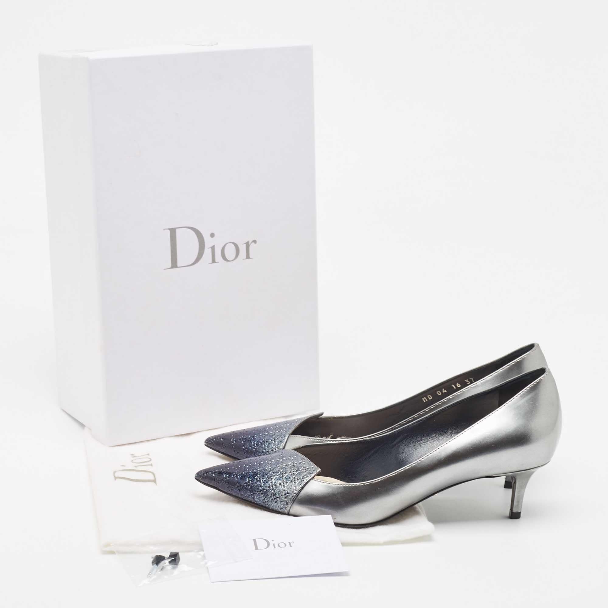 Dior Grey Patent Cannage Pointed Toe Pumps Size 37 3