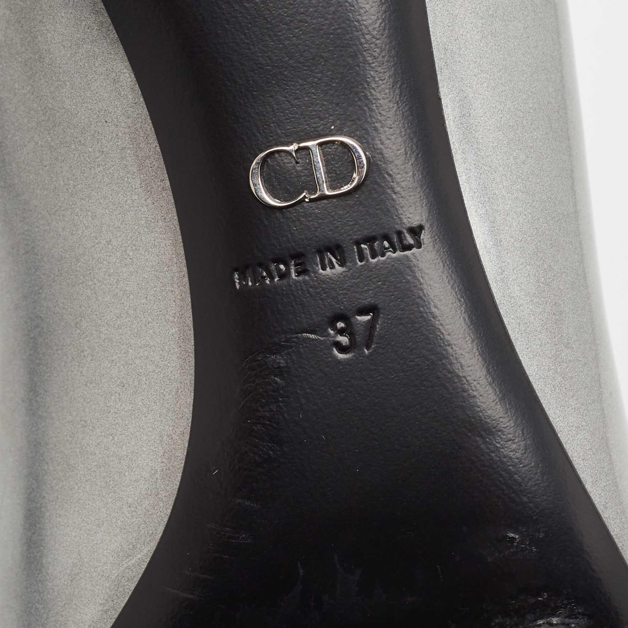 Dior Grey Patent Cannage Pointed Toe Pumps Size 37 4