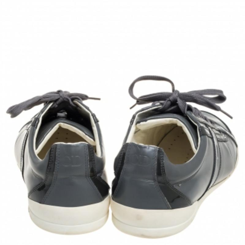 Men's Dior Grey Patent Leather and Leather Low Top Sneaker Size 41 For Sale