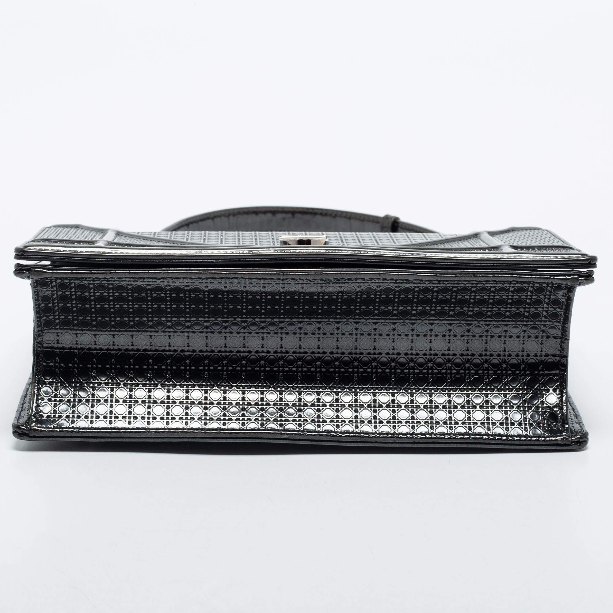 Dior Grey Patent Leather Medium Diorama Shoulder Bag 6
