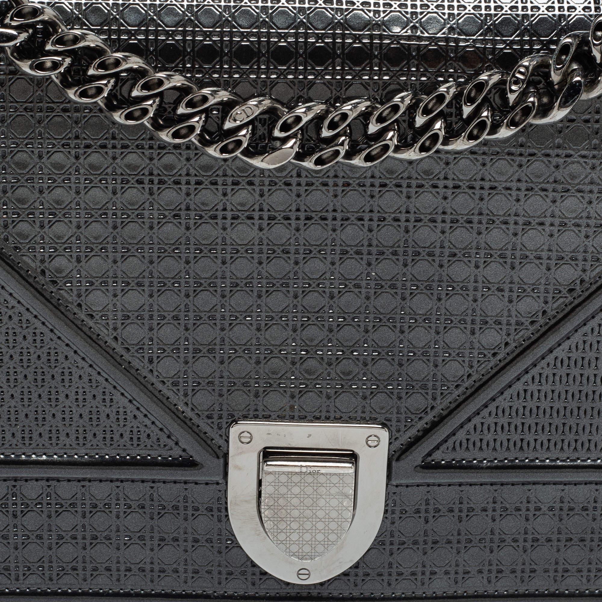 Dior Grey Patent Leather Medium Diorama Shoulder Bag 8