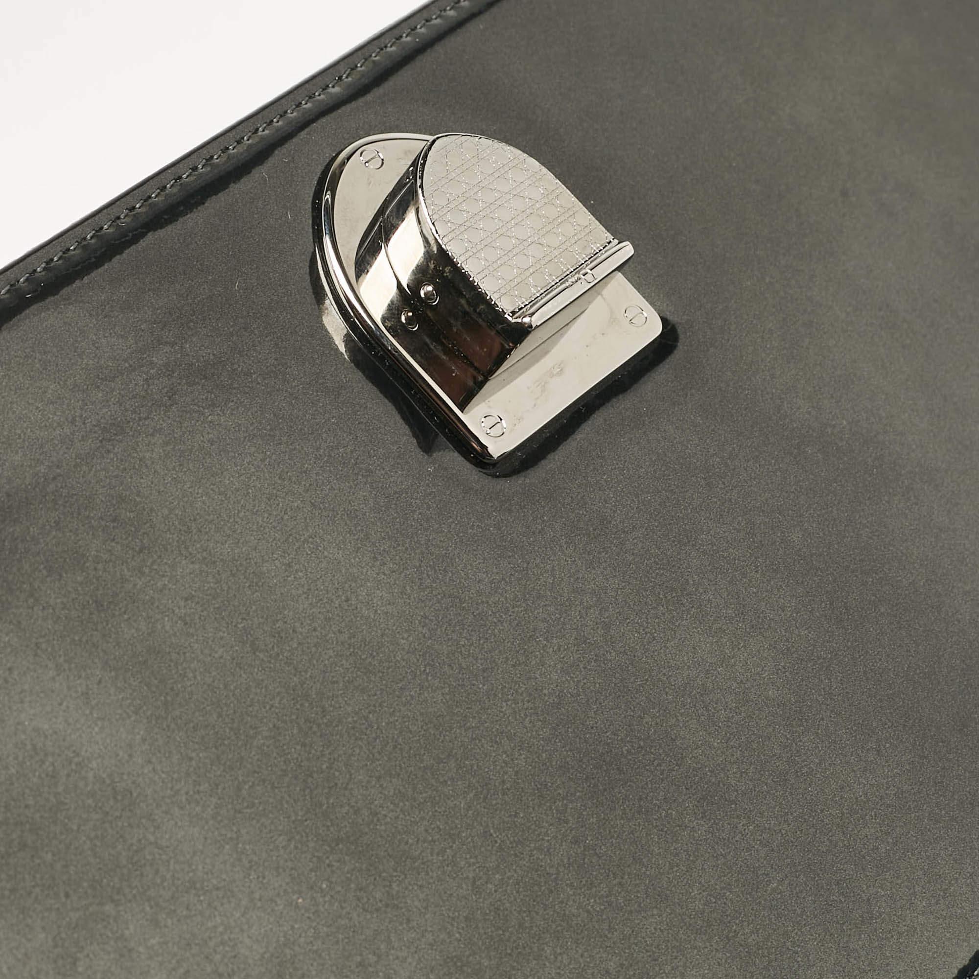 Dior Grey Patent Leather Medium Diorama Shoulder Bag 1