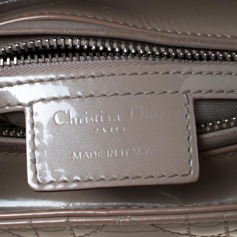 Dior Grey Patent Leather Medium Lady Dior Tote 2