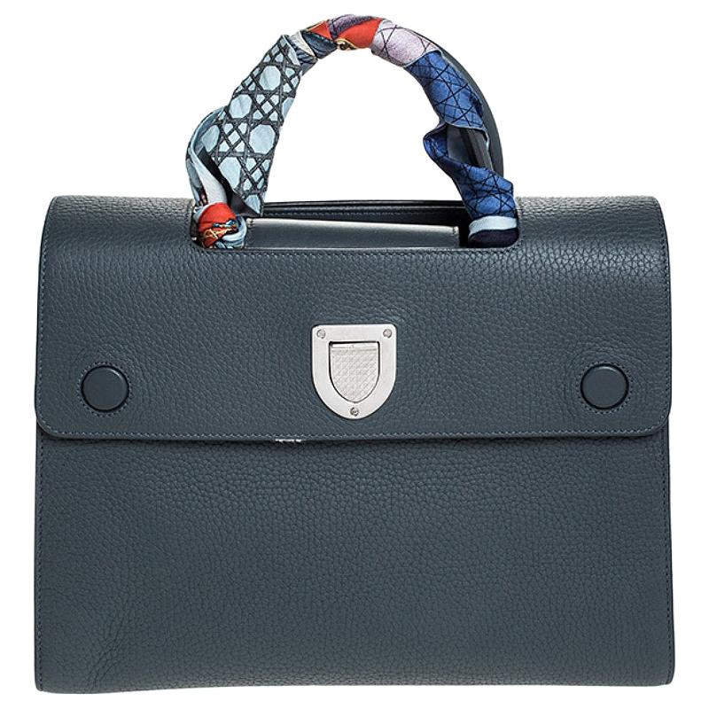 Dior Grey Pebbled Leather Medium Diorever Bag