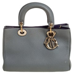 Mini sac cabas Diorissimo en cuir grainé gris Diorissimo