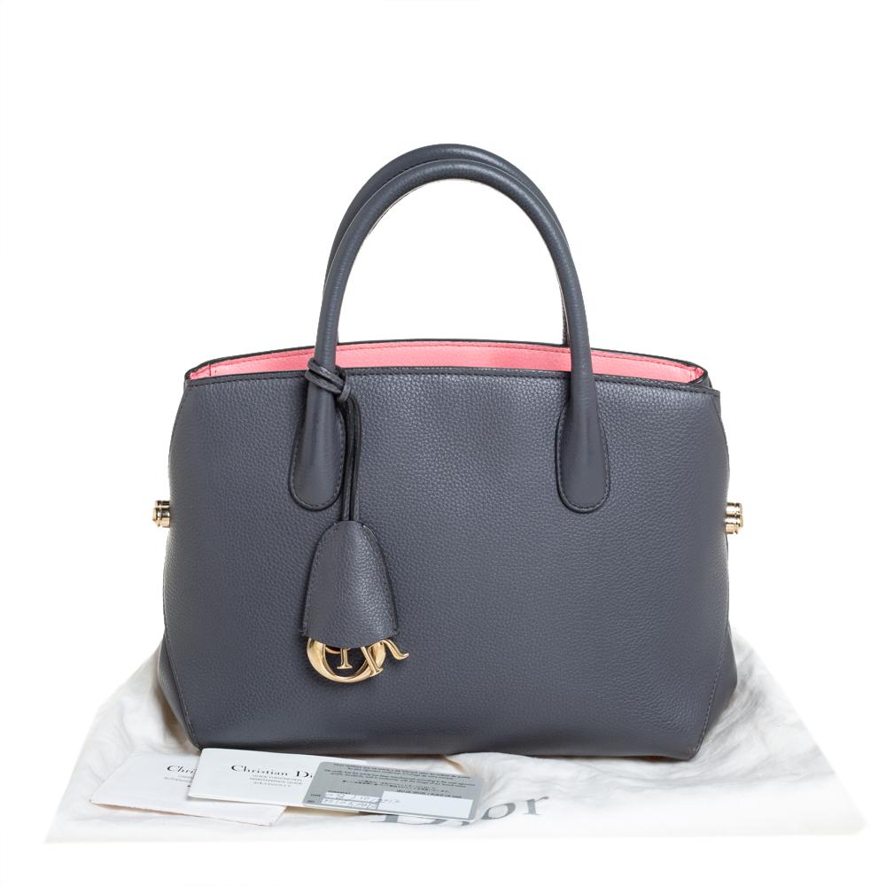 Dior Grey/Pink Leather Open Bar Tote 5