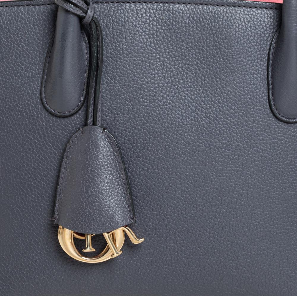 Dior Grey/Pink Leather Open Bar Tote 1