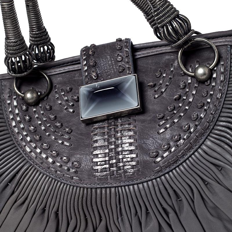 Dior Graue Plissee-Tasche aus plissiertem Leder 2