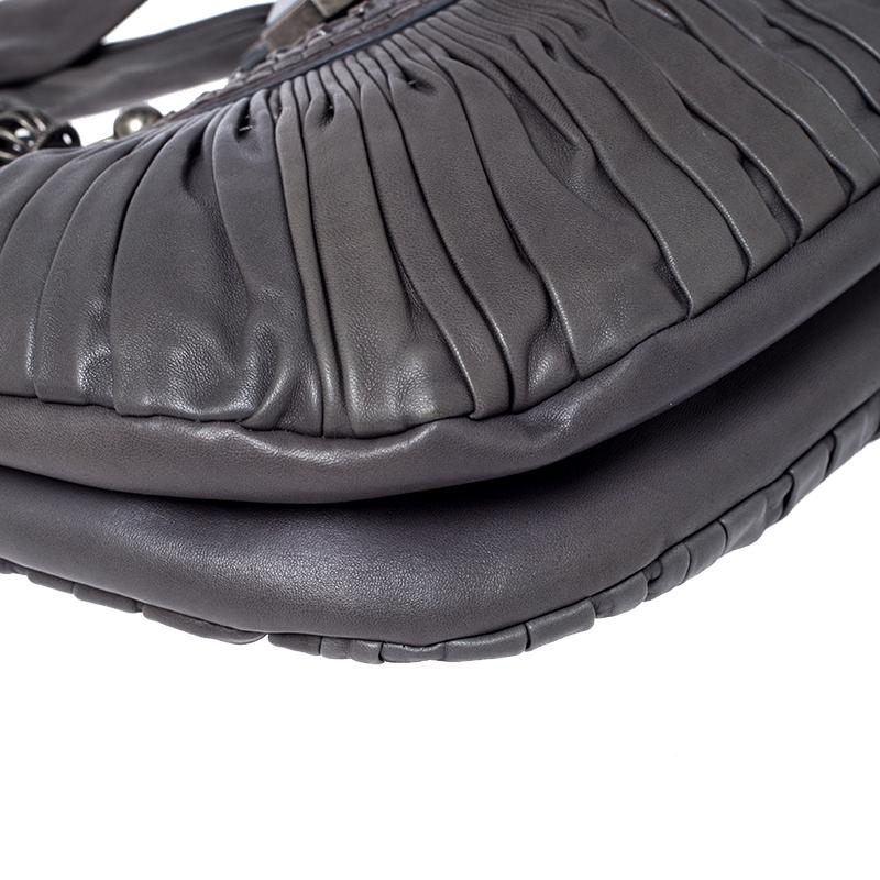 Dior Graue Plissee-Tasche aus plissiertem Leder 3
