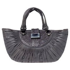 Dior Grey Pleated Leather Plisse Tote