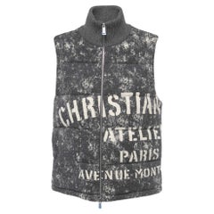 Dior Grey Printed Cotton Fleece Puffer Vest 
