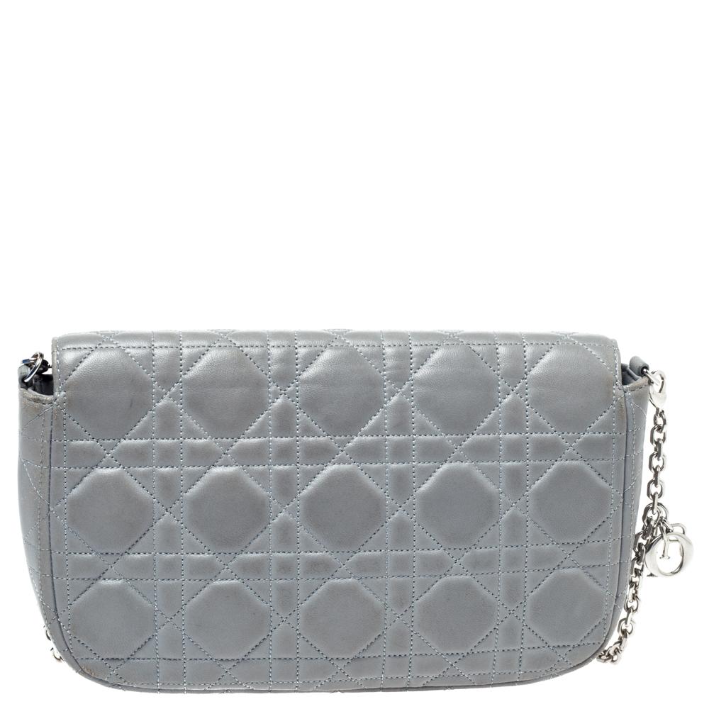 Dior Grey Quilted Leather Miss Dior Promenade Chain Bag 5