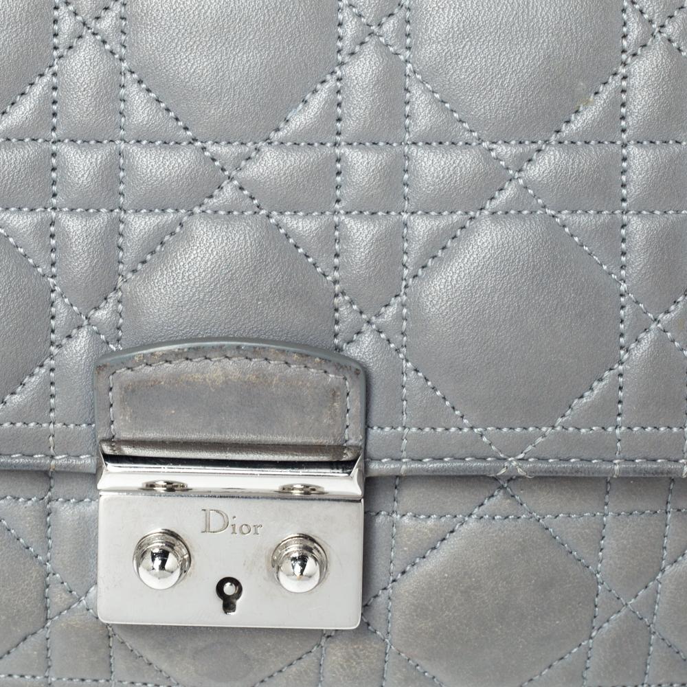 Dior Grey Quilted Leather Miss Dior Promenade Chain Bag 6