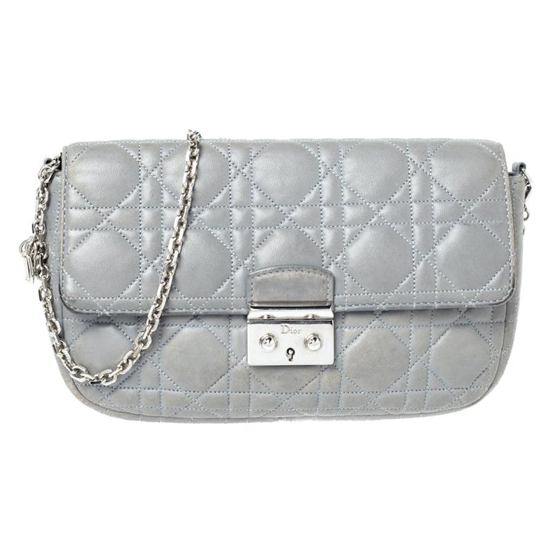 Dior Grey Quilted Leather Miss Dior Promenade Chain Bag