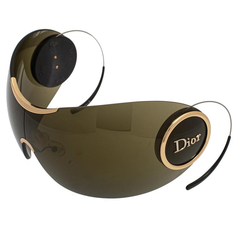 Dior Grey Retractable Temple Arms Green Sport1 Visor Sunglasses at 1stDibs
