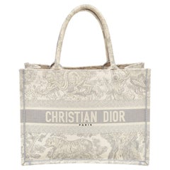 Dior Graue Canvas-Büchertasche mit umgekehrter Stickerei Medium