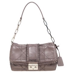 Dior Grey Ruffle Leather New Lock Flap Bag