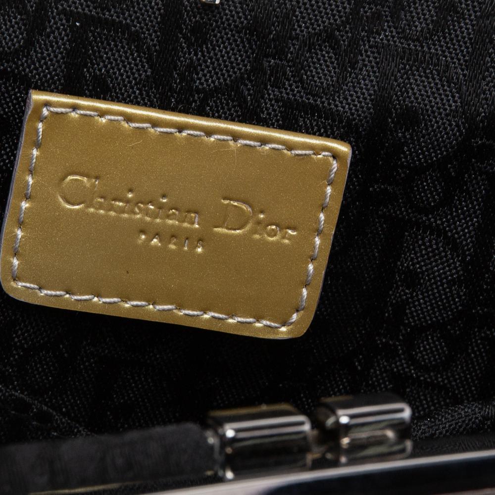 Dior Grey Satin And Patent Leather Trim Saddle Bag 6