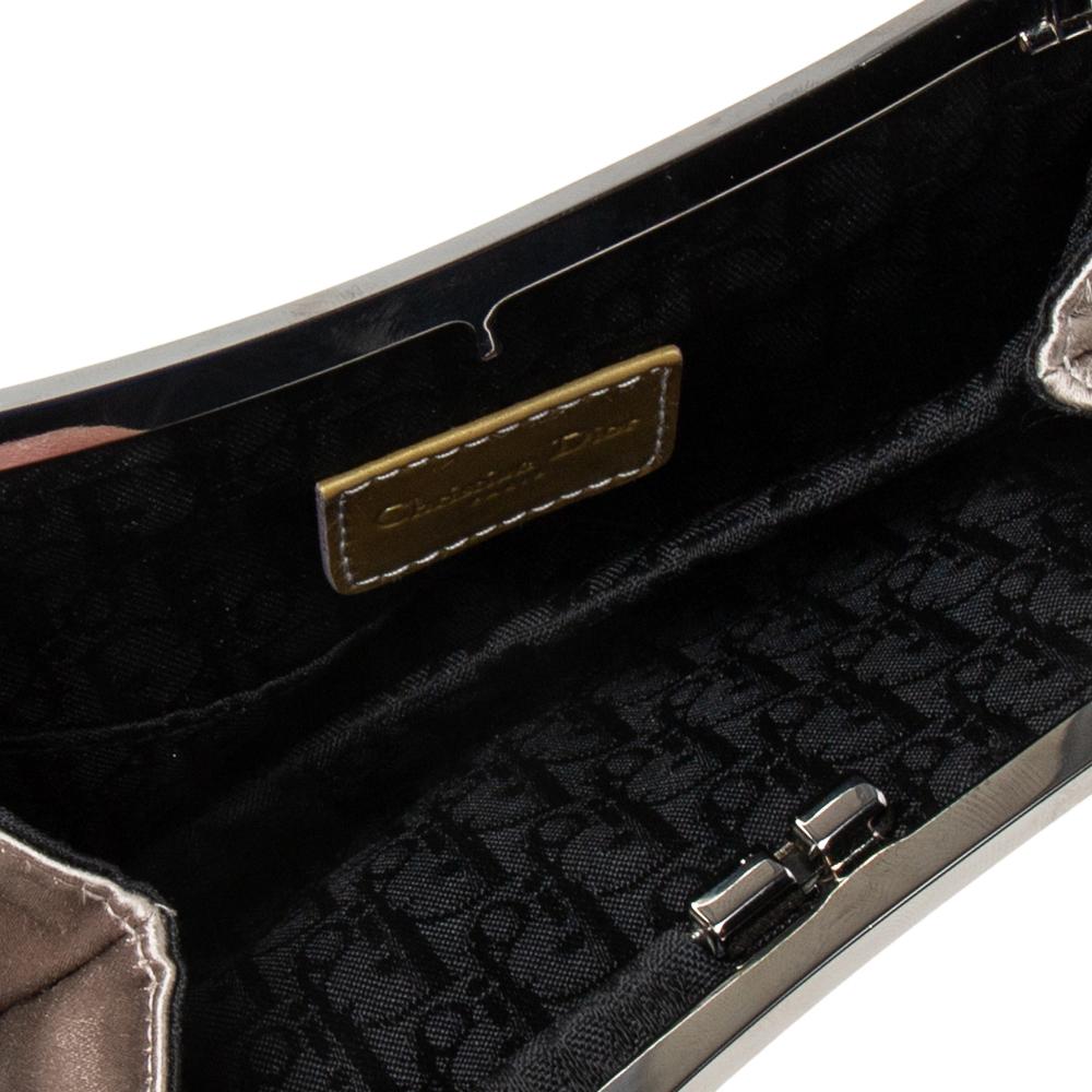 Dior Grey Satin And Patent Leather Trim Saddle Bag 4