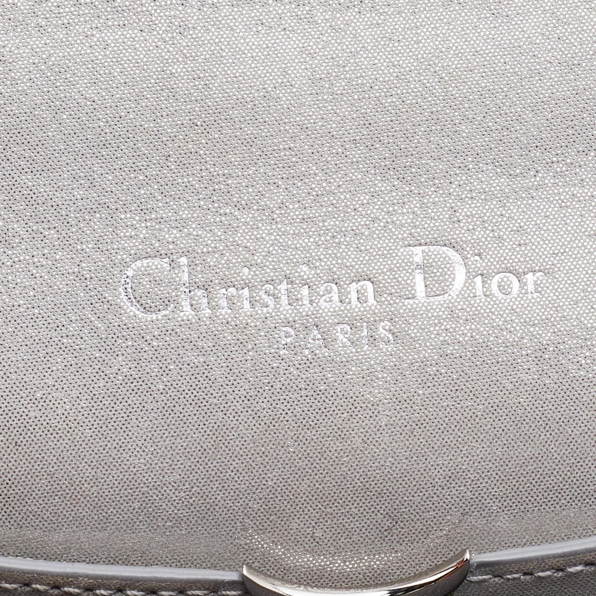 Dior Grey Shimmering Leather Mini Diorama Crossbody Bag For Sale 1