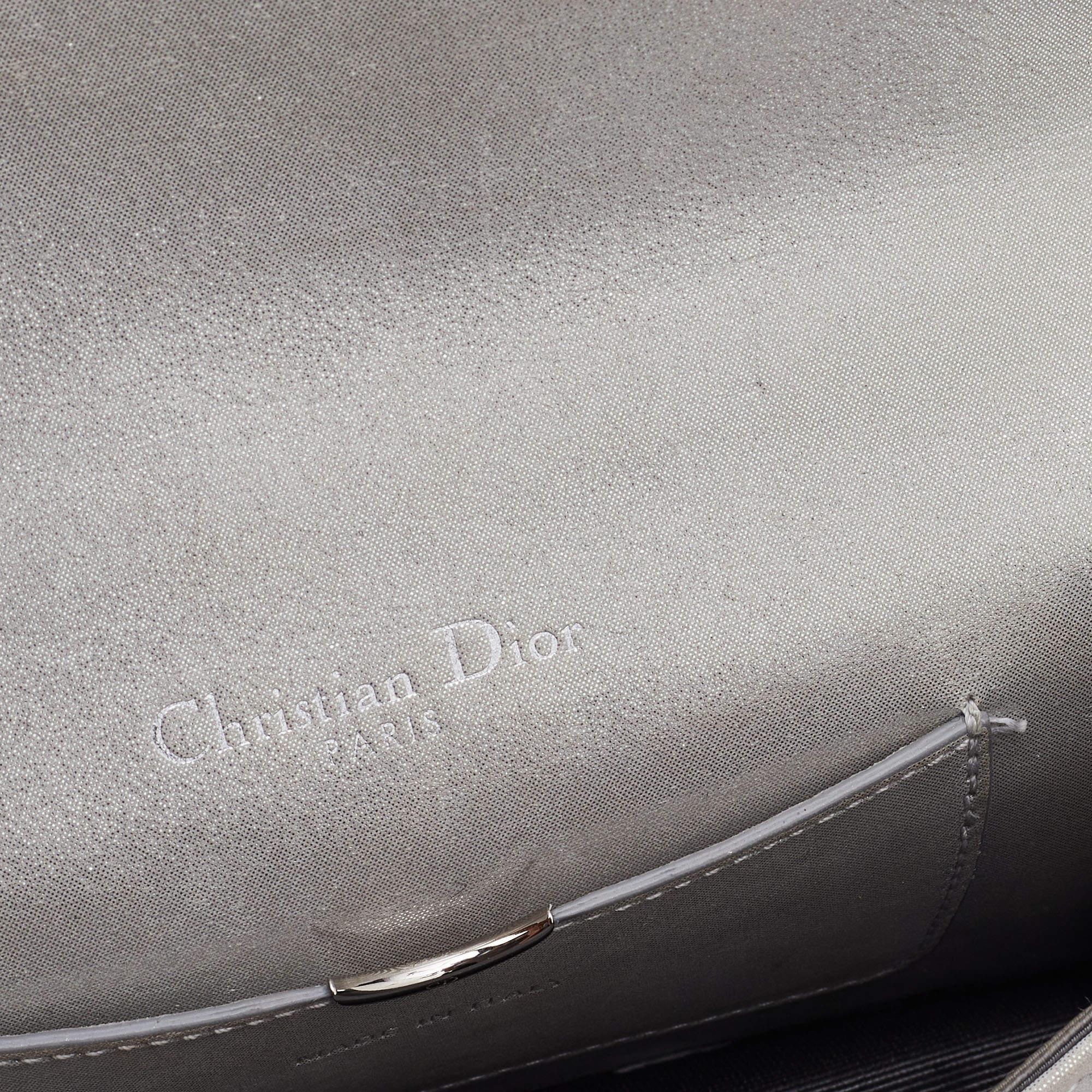 Dior Grey Shimmering Leather Mini Diorama Crossbody Bag For Sale 2