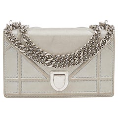 Dior Grey Shimmering Leather Mini Diorama Crossbody Bag