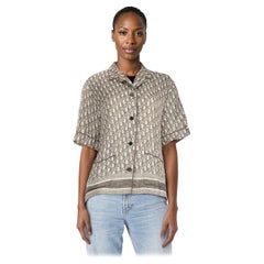 Dior Grey Silk Oblique Short Sleeve Shirt Size XL